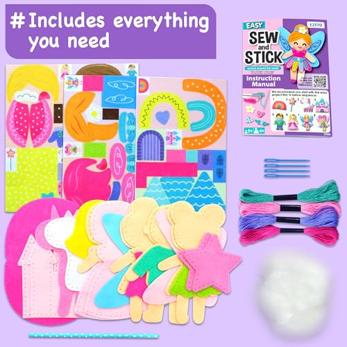 EZCRA Fairy Sewing Kit for Kids Ages 4-8 - 8 Felt DIY Projects - color: 8-in-1 Fairy