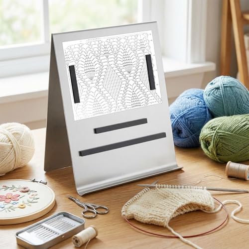 Flutesan Magnetic Cross Stitch Pattern Holder 12 x 10 Inch Large Cross Stitch Supplies and Accessories Knitting Chart Keeper with 4 Replacement Magnets for Crochet Display(Corner Type) - style: Corner Type