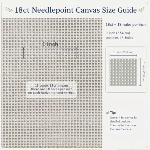 Howie’s Needlepoint Canvas, 18 Mesh Blank White 18"x20" Orange Line Blank Mono Canvas (20"x18") - color: 18in X 20in