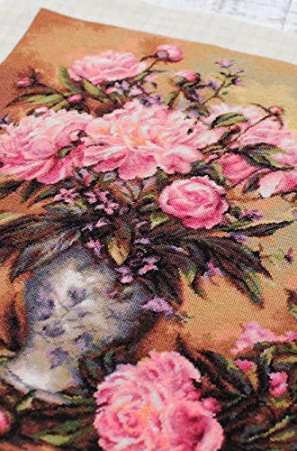 B543 Peonies Vase - Cross Stitch Kit Luca-S