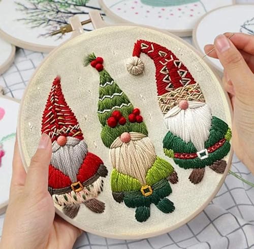 Huacan Embroidery Kits for Adults Beginner DIY Cross Stitch Stamped Christmas Pattern Stitching Sewing Kit 1 Piece 7.8 x 7.8 Inch (Santa Claus) - color: Santa Claus