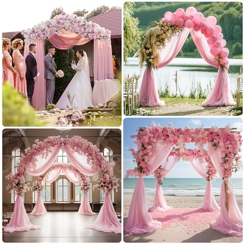 Wedding Arch Draping Fabric 1 Panel Blush Pink Sheer Backdrop Drape - color: Blush Pink, size: 1 Panel