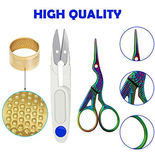 Mudder 53 Pcs Cross Stitch Kit with Embroidery Hoop Bamboo Needles,Blue - color: Blue
