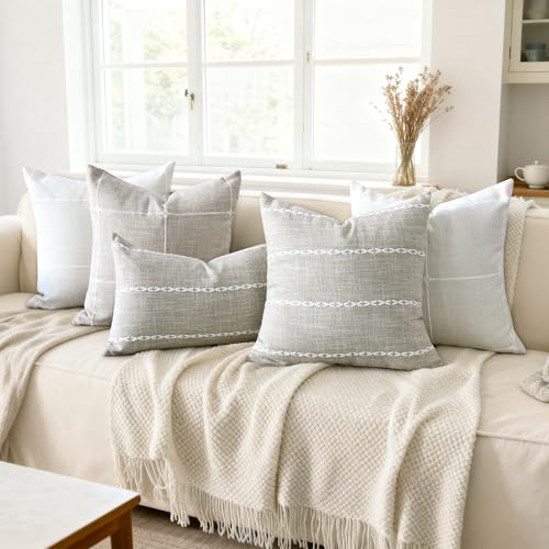 Tan Linen Plaid Throw Pillow Covers 18x18 Set of 1 - color: Coffee Plaid, size: 18" x 18" (Pack of 1)