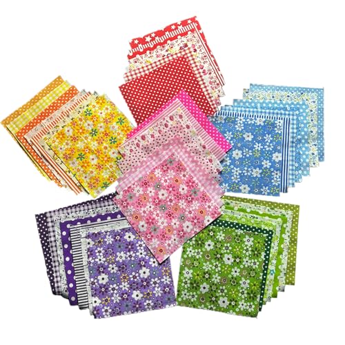 Cotton Quilting Fabric Squares, 42 Piece, 5x5 Inch, Pre-Cut
