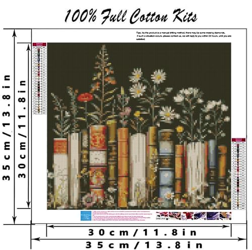 MYBISYMQQ Books Stamped Cross Stitch Kits - Flower Embroidery Starter Kit for Adult Beginners, Cross Stitch Kits Embroidery Kit Arts and Crafts for Beginners 13.7x13.7 inch - color: T001
