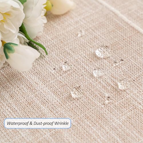 SIELUNO Rectangle Table Cloth Cotton Linen Waterproof Embroidery Tablecloth Rustic Farmhouse Style for Indoor Outdoor Dinning Tabletop Decoration-Plaids Coffee-54 x86 - color: Plaids Coffee, size: 54" x 86" (Rectangular)