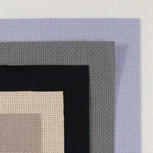 KCS 6 pc of 15" x 18" (38cmx45cm) Counted Cotton Aida Cloth Cross Stitch Fabric Rolled Box (16CT-K) - color: 16ct-k