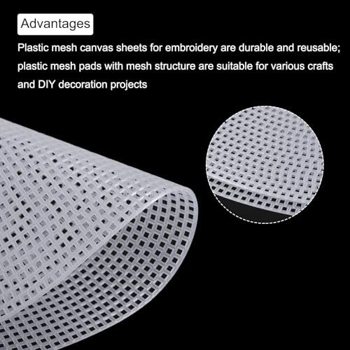 MECCANIXITY 4pcs 12" Plastic Mesh Canvas Sheet 10 Count Round Needlepoint Blank Canvas for Embroidery Knit Crochet Acrylic Yarn Crafting, White - size: 12"