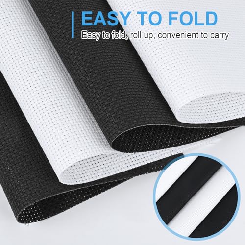 MYFAMIREA 16PCS Cross Stitch Fabric, 4 Sizes Aida Cloth 14 Count White and Black Craft Embroidery Cloth Classic Reserve Cross Stitch for Home DIY Needlework Embroidery Decoration, 5.9 to 11.8inch - color: White/Black, size: 14 CT 5.9-11.8In (16 PCS)