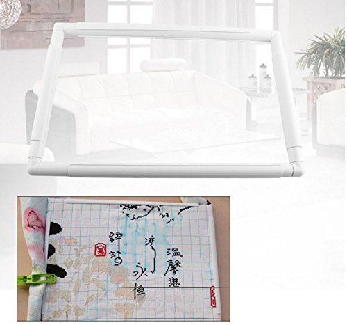 Square Embroidery Hoop - Plastic Cross Stitch Frame, White, 8x8 inches - size: 8x8 inches