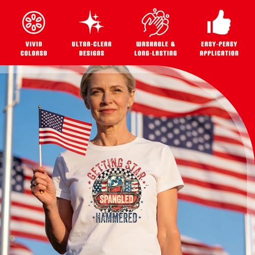 30 Pcs Patriotic DTF Transfers Ready to Press - style: 4th of July