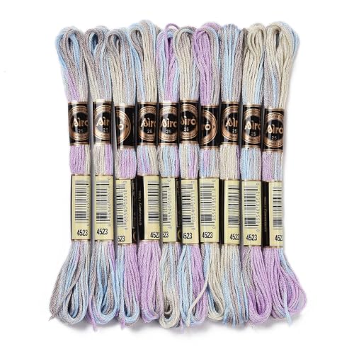 FASHEWELRY 10 Skeins Embroidery Floss Thread 0.5mm Dyed Cross Stitch Floss 6-Ply Lilac Friendship Bracelet String for Jewelry Making Bracelets Sewing Knitting Stitching Craft DIY - color: Lilac, size: 0.5mm