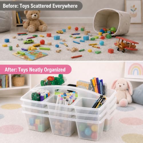 6 Pack Classroom Caddy with Handle, 6 Compartment (Clear) - color: Clear