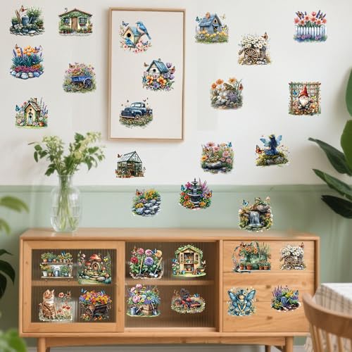 36 Pcs Spring Floral Rub-On Transfers for Furniture & Crafts - style: Green Garden