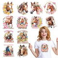 Horse Dtf Transfers Ready to Press - Wxiben 12 Sheets Western Cowgirl Iron on Transfers for Tshirts Farmhouse Animal DTF Heat Transfer Vinyl Stickers Flower Iron on Decals for Clothing T-Shirts DIY - style: Horse