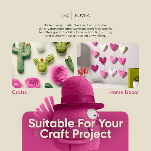 EOVEA | Acrylic Felt Fabric by The Yard | 72" Wide | 1.6mm Thick | Soft & Durable Non-Fraying Felt | for DIY Crafts, Sewing, Upholstery, Costumes & Padding(Neon Pink, 1 Yard) - color: Neon Pink, size: 1 Yard