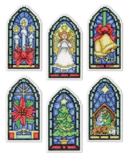 Design Works Crafts Stained Glass Counted Cross Stitch Ornament Kit - Set of 6