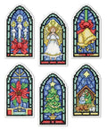 Design Works Crafts Stained Glass Counted Cross Stitch Ornament Kit - Set of 6