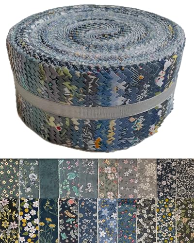 100% Cotton Jelly Roll Fabric Strips for Quilting and Sewing- Londen Sky - color: Londen Sky
