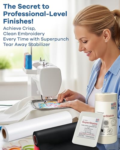Superpunch Adhesive Peel and Stick Tear Away Stabilizer, 8 in x 25 yd - size: 8" x 25 yards roll