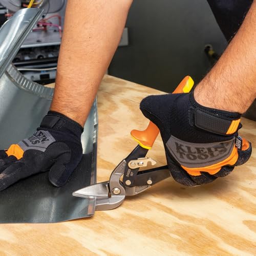 Klein Tools 2402S Straight-Cutting Offset Snips, Aviation Tin Snips with Forged Blade for Precision Sheet Metal Cutting - style: Straight-Cutting