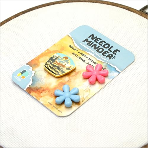 Awesome Pattern Studio Needle Minder Set - Great Smoky Mountains National Park Magnetic Needle Minder + 2 Needle Threaders. Enamel Pin for Cross Stitch, Embroidery and Craft - size: Great Smoky Mountains Classic Design - SET #1