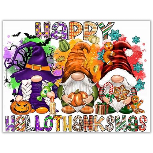 VIGEGU Gnome Stamped Cross Stitch Kits for Adults Beginners 12x16 inch - color: Halloween gnome Cross Stitch