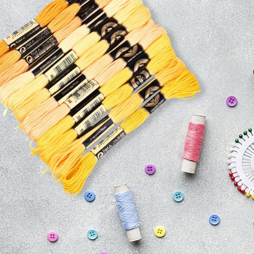 12 Skeins 6 Strands Yellow Embroidery Thread for Hand Sewing - color: Yellow