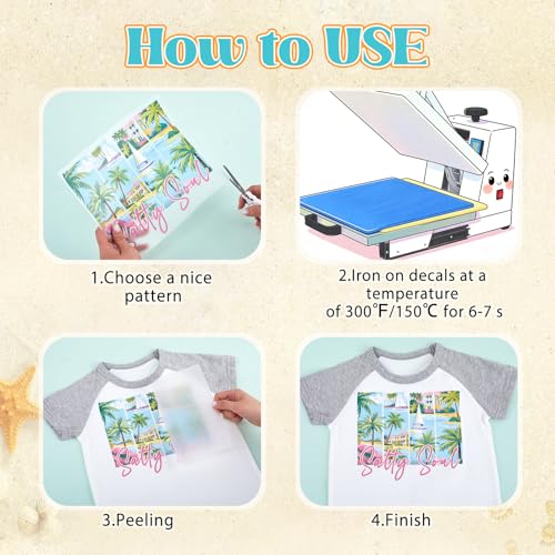 Summer Iron on Transfers Heat Transfer Viny 18pcs - color: Pink-20