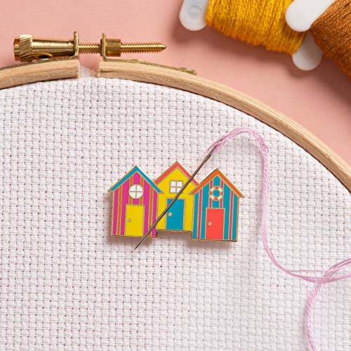 Needle Minder - Beach Huts for Cross Stitch, Sewing, Embroidery and Needlework Accessories, Enamel and Magnetic
