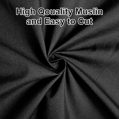 100% Black Cotton Fabric 10 Yards 59 Inches Wide Cotton Quilting Fabric by The Yard, Soft Embroidery Muslin Fabrics for Sewing Material Apparel Cloth - color: Black, size: 10 Yards