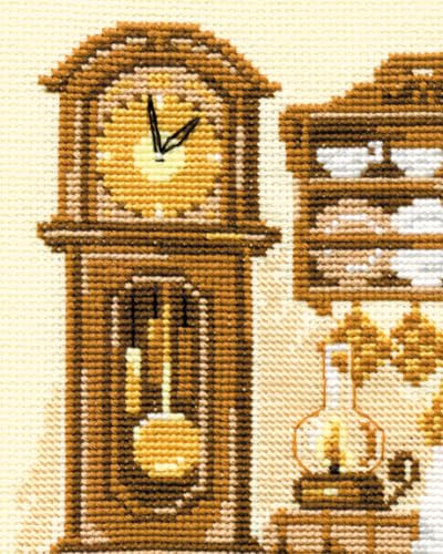 RIOLIS 858 Cat with Clock Counted Cross Stitch Kit 7.09 x 9.45 in - style: Cat with Clock 858