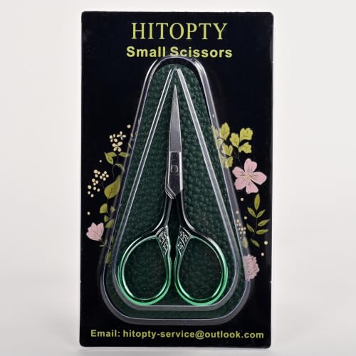 Small Sharp Scissors for Women Men Eyebrow Hair Beauty Grooming - color: Dark Green