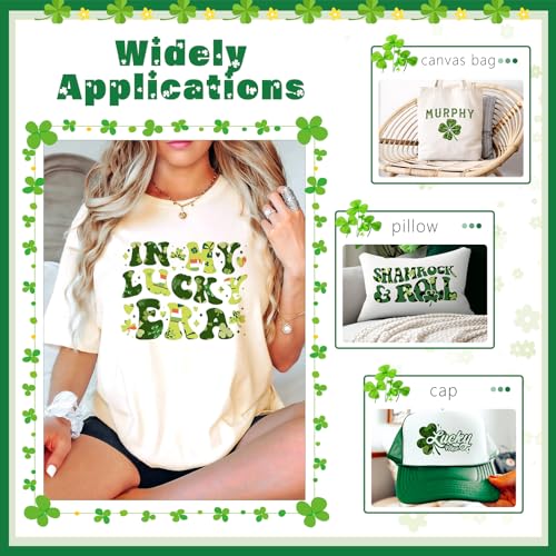 HTVSTD Four Leaf Clover Heat Transfer Vinyl 14pcs 12×10in Iron on Vinyl - color: Leaf