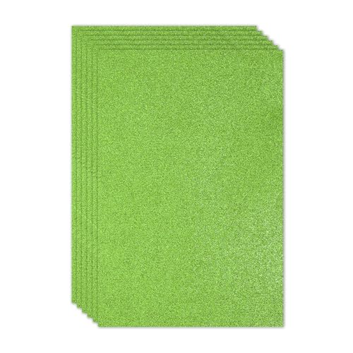 PATIKIL 2mm(1/10") Thick Non Adhesive Glitter Foam Sheet 16x24inch(40x60cm) Light Green, EVA Shiny Foam Board for Craft, 6 Pcs - color: Light Green