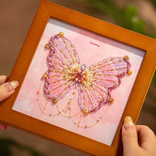 Craftreasure Butterfly Embroidery Kit, Purple-Intermediate - color: Romantic Purple-Intermediate