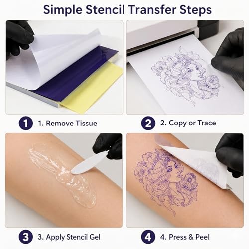 Tattoo Transfer Paper 50 Sheets A4 Size 4-Layer Tattoo Stencil Paper - size: A4 size/50 sheets