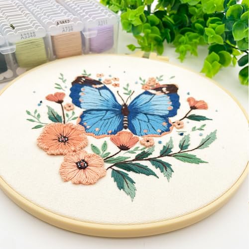 Silentsea Blue Butterfly Embroidery Kit for Adults - color: Butterfly