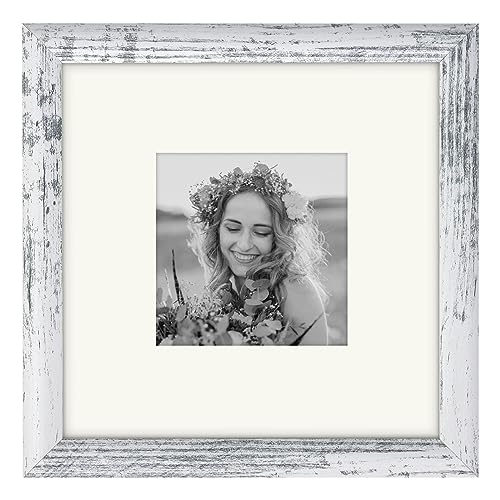 AEVETE Picture Frame 8x8 White Wash Photo Frames Rustic for Wall and Desk - color: White Wash, size: 8x8
