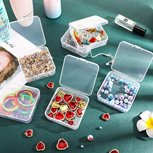 Jetec 6 Pieces Mini Plastic Clear Beads Storage Containers Box for Collecting Small Items, Beads, Jewelry, Business Cards, Game Pieces, Crafts (2.1 x 2.1 x 0.8 Inch) (Pack of 3) - size: 2.1 x 2.1 x 0.8 Inch (Pack of 3)