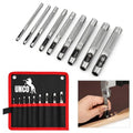 UNCO- Hollow Leather Hole Punch Set, 2.5mm-10mm, 9 pcs, Silver, Carbon Steel Leather Hole Punch Tool with Storage Bag