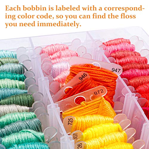 INSCRAFT 403 Pack Embroidery Kits for Adults, 250 Colours Embroidery Threads, Cross Stitch Kits for Beginners Bracelet and Craft Making, 153 Pcs Cross Stitch Tool, 4-Tier Transparent Craft Storage Box