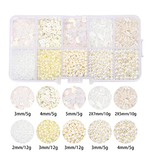 Ivory Glass Seed Bugle Tube Beads for Jewelry Making - color: cream