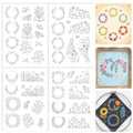 ORIGACH 4 Sheets Plant Themed Water Soluble Embroidery Patterns Stabilizers - Pre-Printed Flower Wreath & Bush Patterns Designs - Stick & Stitch Embroidery Paper for Hand Sewing Lovers - color: Flower Wreath & Bush