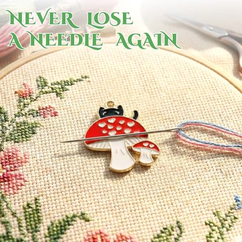 WUSUTE Cat Needle Minder for Cross Stitch, Cute Cartoon Needle Minder Magnet for Organizing, Embroidery Sewing Needle Keeper Needlework Accessories