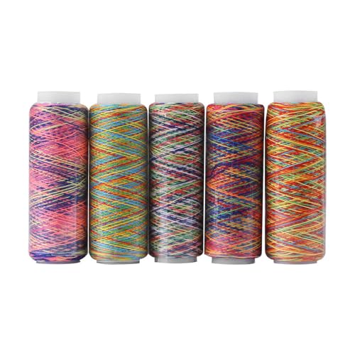 5Pcs Multicolor Gradient Sewing Quilting Embroidery Thread, Variegated Sewing Thread, 120.3yards Polyester Fiber Hand Quilting Thread for Sewing Enthusiast Embroidery