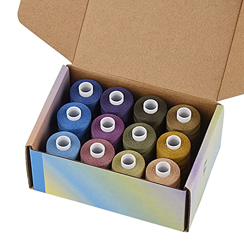 Simthread All Purposes Cotton Quilting Thread 50WT 3 Plies for Piecing Sewing Embroidery Applique etc - 550 Yards Each (12 Jeans & Neutral Colors) - color: 12#5 Jean & Neutral Colors