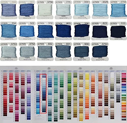 Embroidery Floss bobbins - Cross Stitch Threads - Friendship Bracelets Floss - Crafts Floss - 20 Bobbins Per Pack Embroidery Floss, Electric Blue Gradient - color: 160-3750