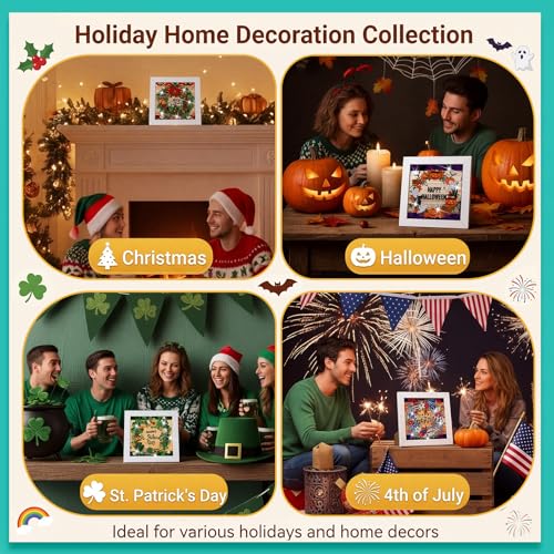 Trandraft 13 Pcs Fall Wreath Holiday Small Diamond Art Kits for Adults DIY - style: Wreath